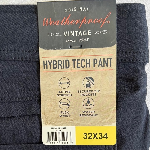 Weatherproof Vintage 32x34 Men's Hybrid Tech Pants, Blue NWT - Picture 6 of 14
